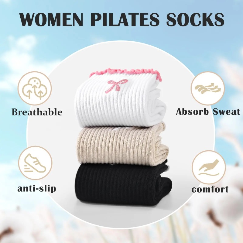 Pilates & Yoga Vida - Profesjonalne skarpety do jogi, bawełniane, z